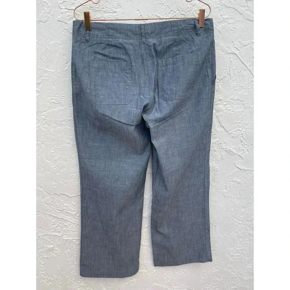 Banana Republic Womens Flat Front Trouser Wide Leg Pants Chambray Blue Sz 8 - Picture 2 of 13